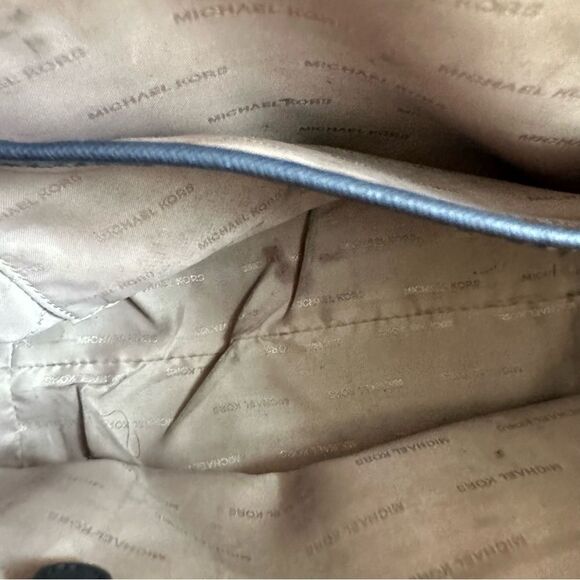 MK Michael Kors Blue and Gold Medium purse with crossbody straps and handles - Picture 16 of 16